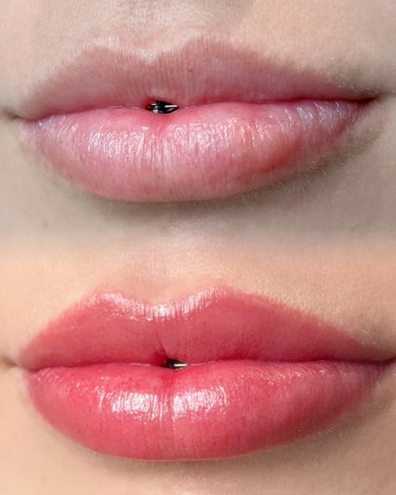 Resultado natural de micropigmentação labial