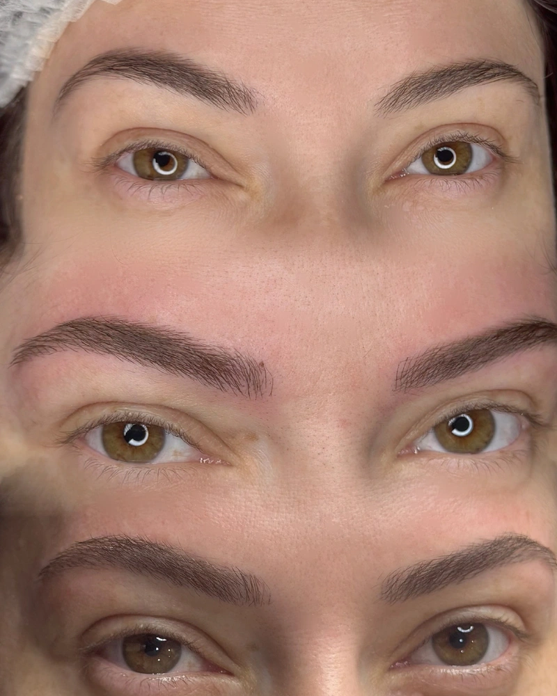 Antes e depois de micropigmentação de sobrancelhas